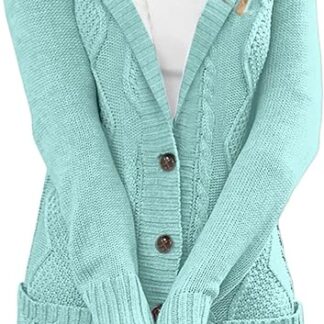 Sidefeel Women's Hooded Fleece-Lined Button-Down Winter Cardigan with Pockets