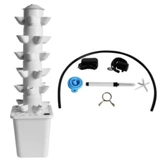 White Hydroponic Growing System for Indoor And Outdoor Gardens, Includes 30 Planting Troughs, Pump And Tank, Makes a Great Gift for Gardening Enthusiasts