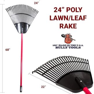 Bully Tools 92624 Poly Lawn and Leaf Rake with Fiberglass Handle, 24-Inch