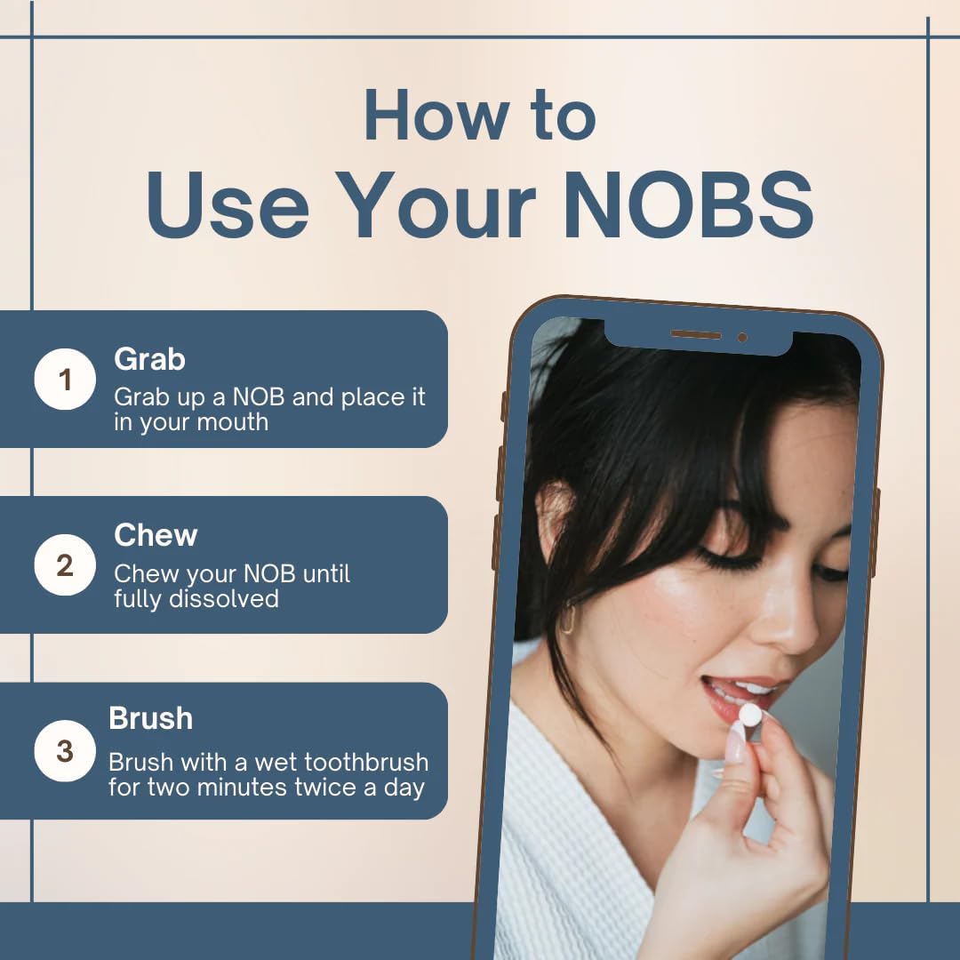 NOBS (No Bad Stuff) Toothpaste Tablets - Nano Hydroxyapatite, Fluoride & Plastic Free, Eco & Travel Friendly - Remineralize with NHA (1 Month) - Image 5