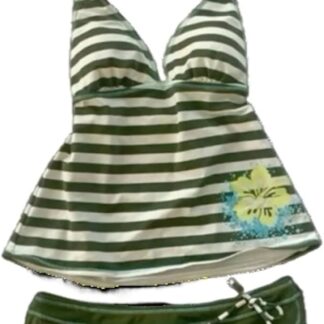 Summer 2 Piece Stripe Beach Bikini Set Y2k Floral Print Halter Neck Swimsuit Set 2000s Aesthetic Streetwear