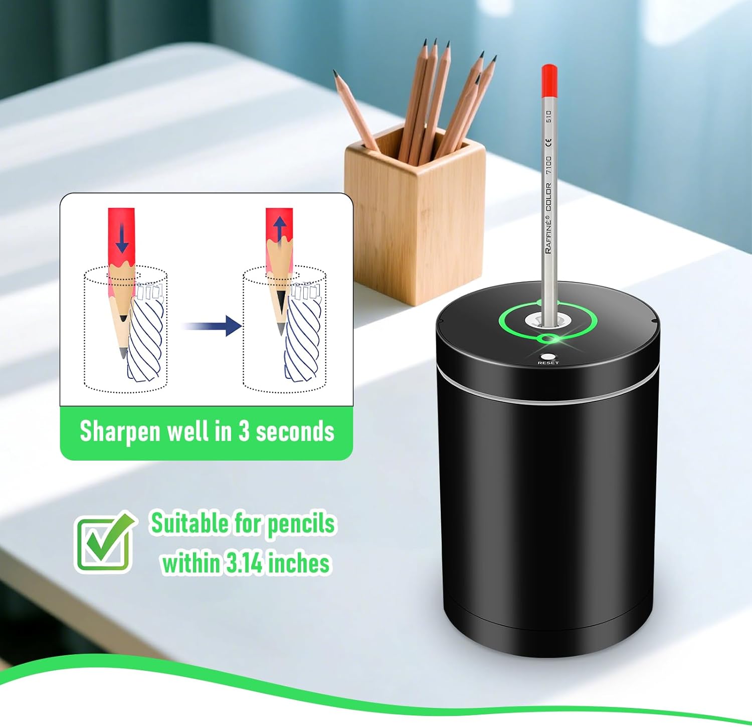 Automatic Electric Pencil Sharpener,Rechargeable Smart Pencil Sharpener.Suitable for No. 2/Colored Pencils (6-8 mm),Applicable to School/Classroom/Office/Home - Image 2