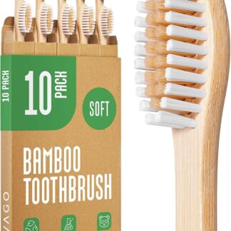 Biodegradable Bamboo Toothbrushes 10 Pack - BPA Free Soft Bristles Toothbrushes, Eco-Friendly, Compostable Natural Wooden Toothbrush