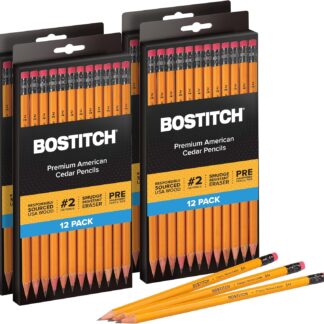 Bostitch Office Premium #2 Pencils, American Cedar Wood, Pre-Sharpened, HB Graphite, 48-Pack