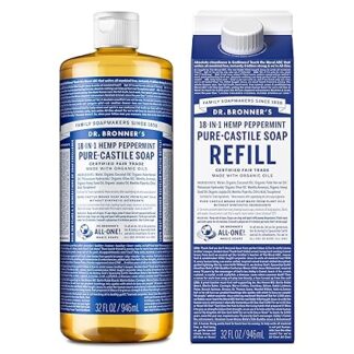 Dr. Bronner's Pure-Castile Liquid Soap Bottle & Refill Carton