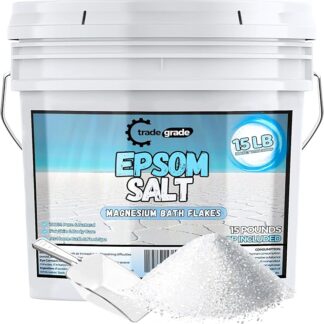 Epsom Salt – Pure Magnesium Sulfate for Soaking & Relaxation – Muscle Recovery, Wellness & Stress Relief – Includes Bucket with Scoop (15 Pounds)