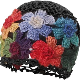 1Pcs Flower Crochet Vintage Beanie Hollow Hat Breathable Knitted Skull Hat Lightweight Elastic Knit Hats for Women (Flower Color Random) Multi