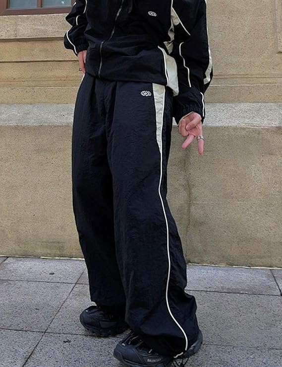 FCOOLYEET Mens Wide Leg Sweatpants Y2k Baggy Track Pants Goth Parachute Pants Cool Sweatpants for Men - Image 5