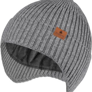 Ocatoma Winter Beanie with Earflap for Men Women Warm Knit Soft Hat Outdoor Beanie Unisex Gifts for Men Women